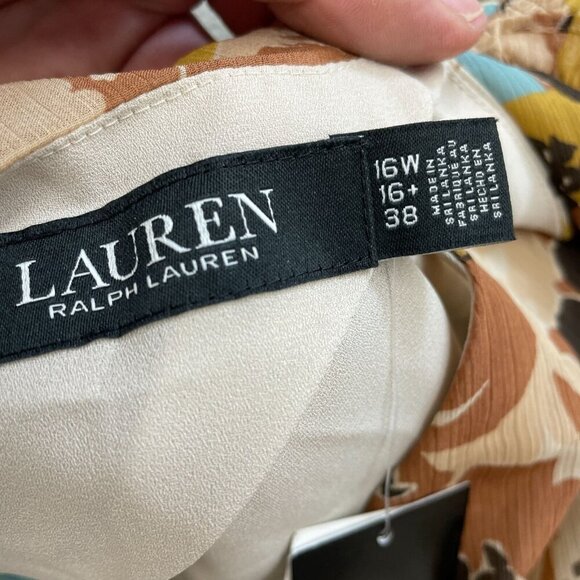 Lauren Ralph Lauren Floral Print Belted Georgette Dress 16W Polyester  NWT 6144 - Picture 4 of 10